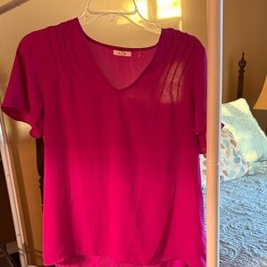a new day Fuchsia V-Neck Blouse